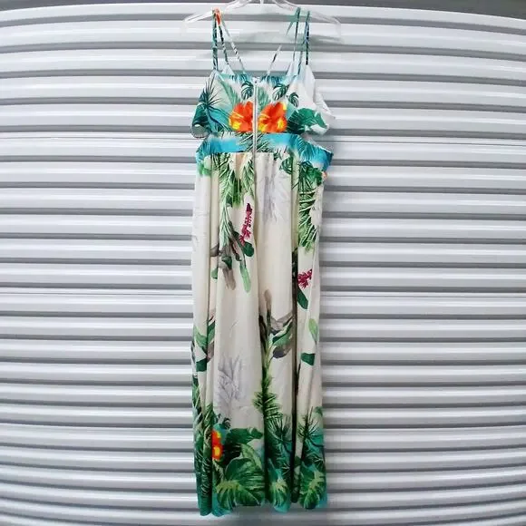 Loragal Women's Dress Size 3XL Beige Tropical Print Maxi Spring Summer Vacation - Picture 6 of 14